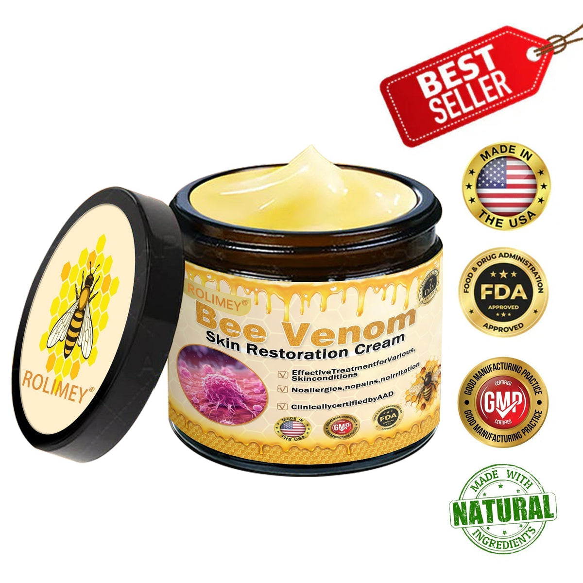 ❤️Over 100,000 Jars Sold 🔥— Rolimey® Bee Venom Skin Restoration Cream