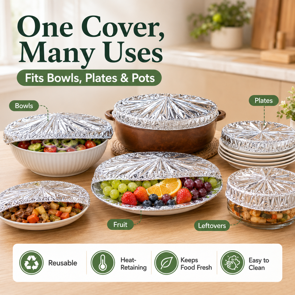 🔥 50% OFF TODAY! 🍽️ Elastic Food Covers Set – No Plastic Wrap Needed, Keep Meals Fresh & Warm