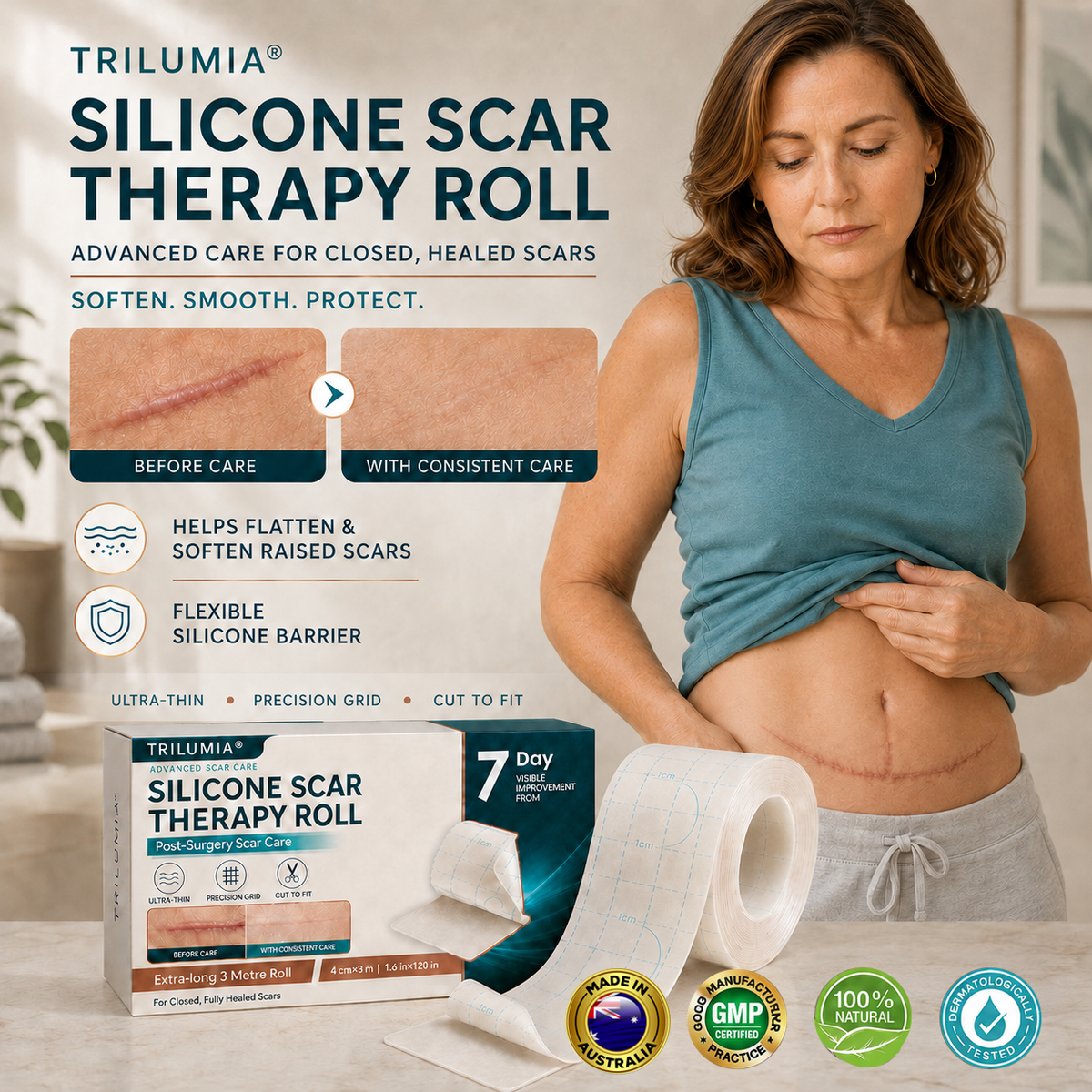 TRILUMIA silicone scar roll