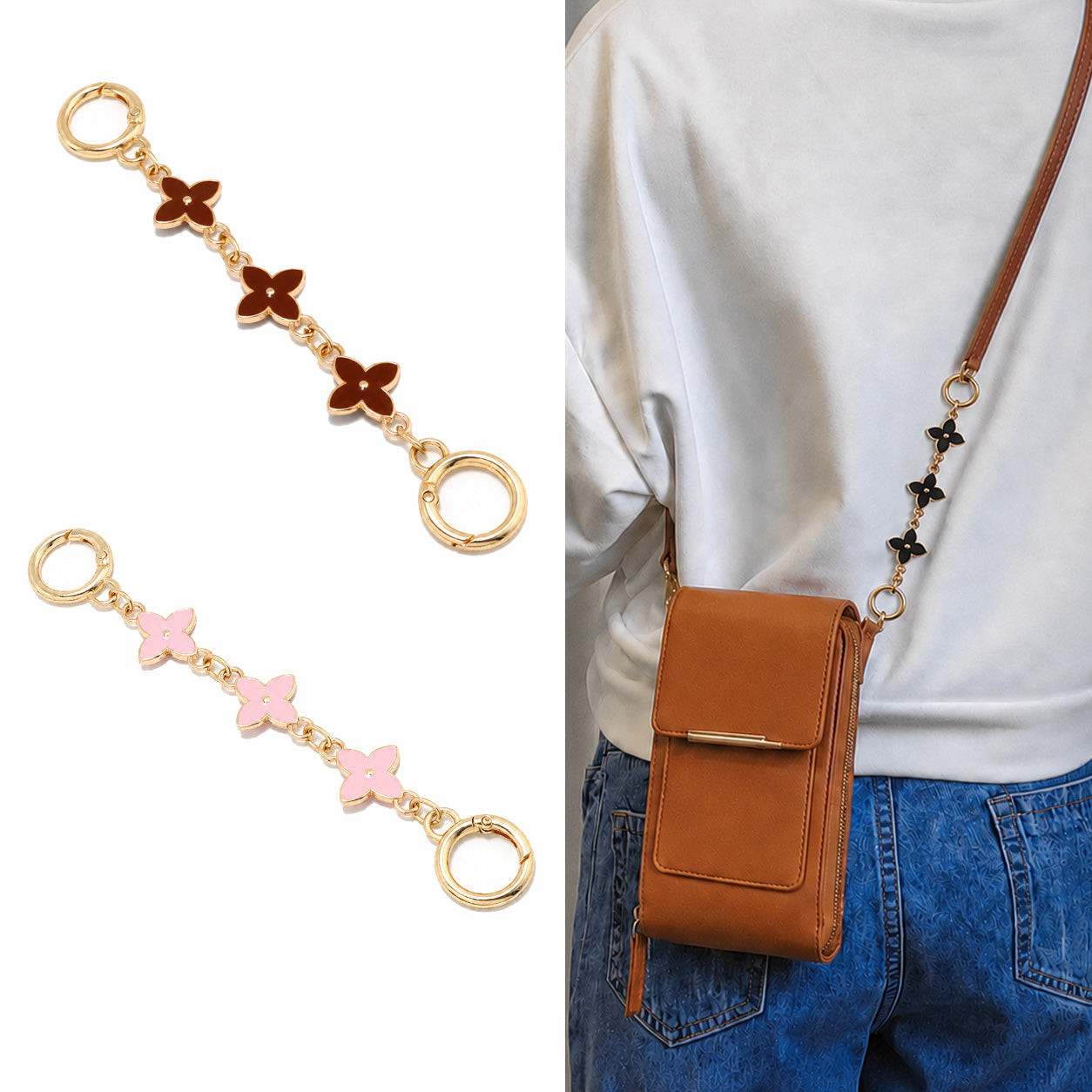🔥2pcs 🔥 Four-Leaf Clover Bag Extension Chain (Random Colors) -
