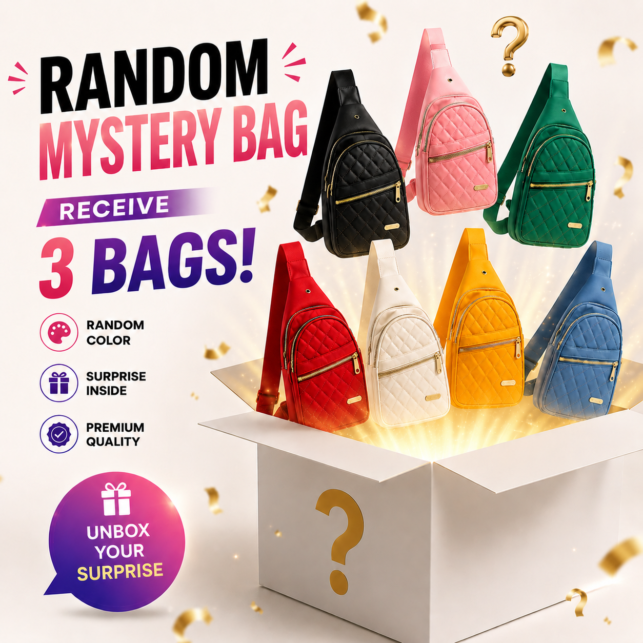 🔥Blind Box 3pcs🔥 Fashion crossbody bag (Random Colors) - 30% OFF on 2nd Item
