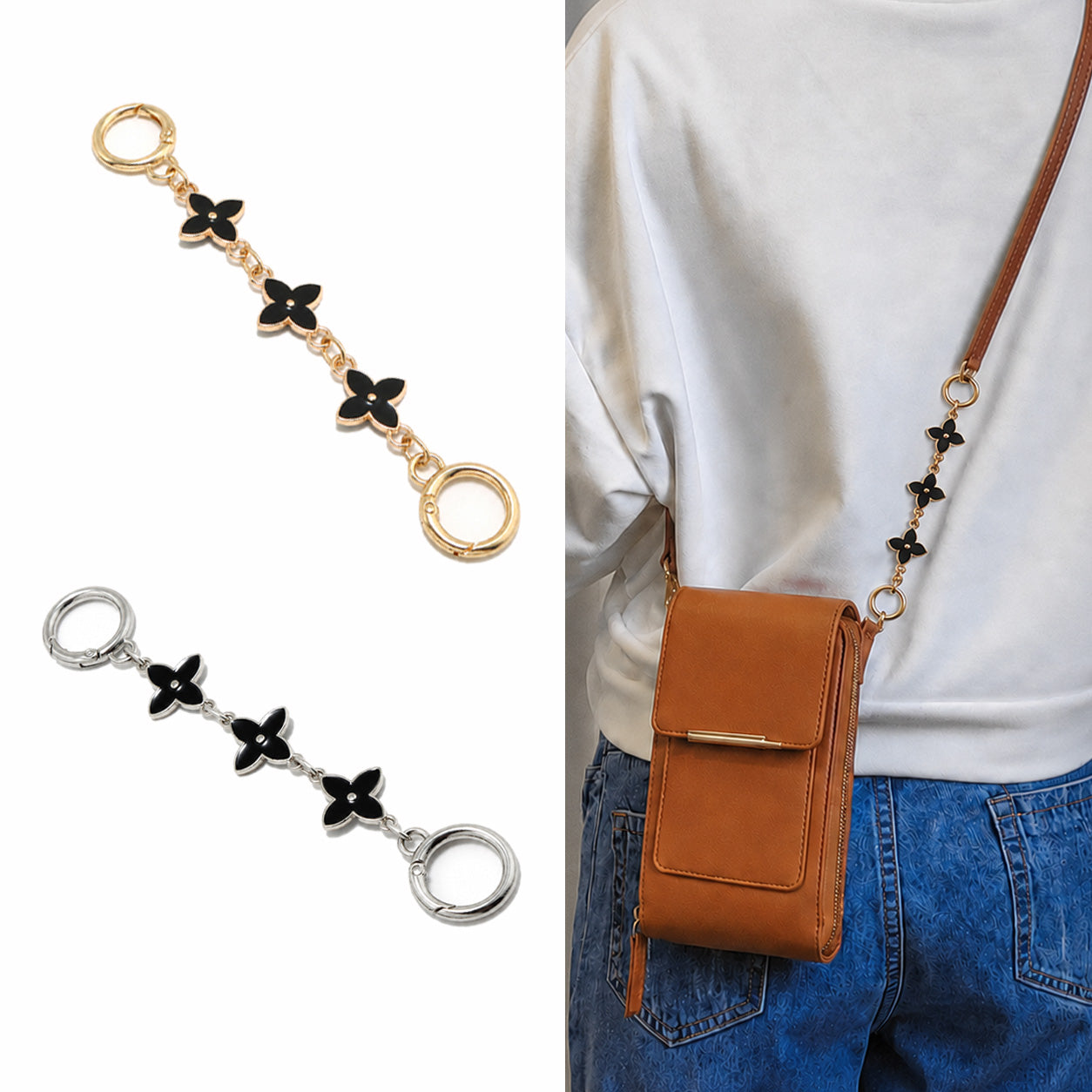 🔥2pcs 🔥 Four-Leaf Clover Bag Extension Chain (Random Colors) - 30% OFF on 2nd Item