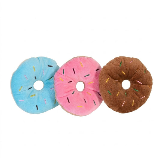 Brinyko Adorable Plush Donut Squeaky Toy: Fun & Durable Chew Toy for Dogs and Cats - Perfect for Teething, Snuggling, and Interactive Play