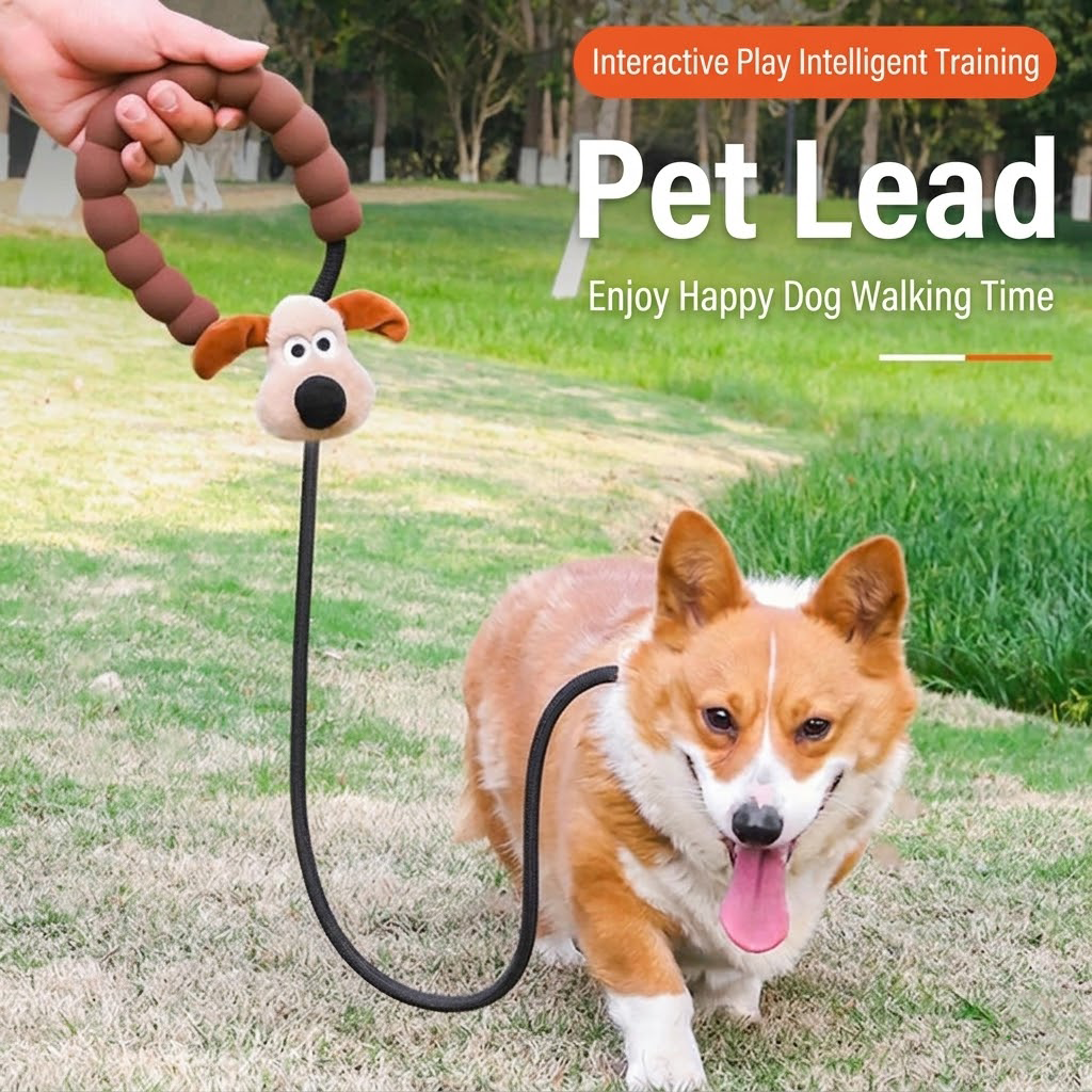 Brinyko Professional Dog Training Slip Leash with Cute Cartoon DIY Charms - Adjustable Anti-Choke P-Leash for Stop Pulling, Durable Nylon Walking Rope for Pets, Stylish & Effective